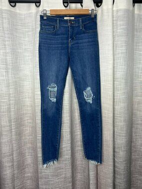 Levi Ripped 710 Super Skinny Mid Wash Jeans